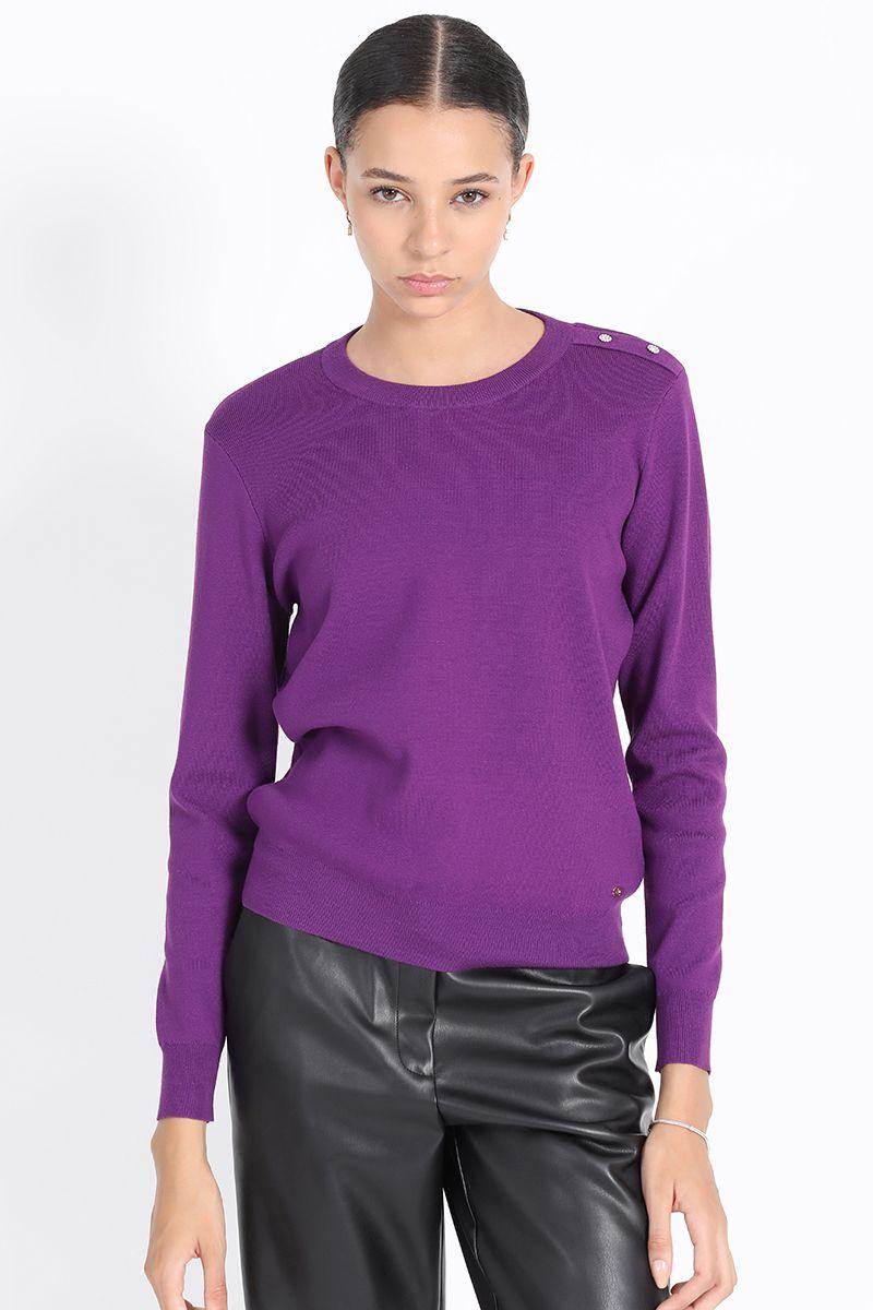 Tejido Punto Boton Joya En Hombro, Violeta Liola-0