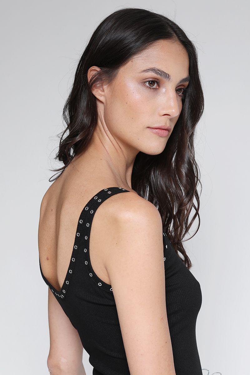 Top Tirantes Con Tachas Negro Liola-4