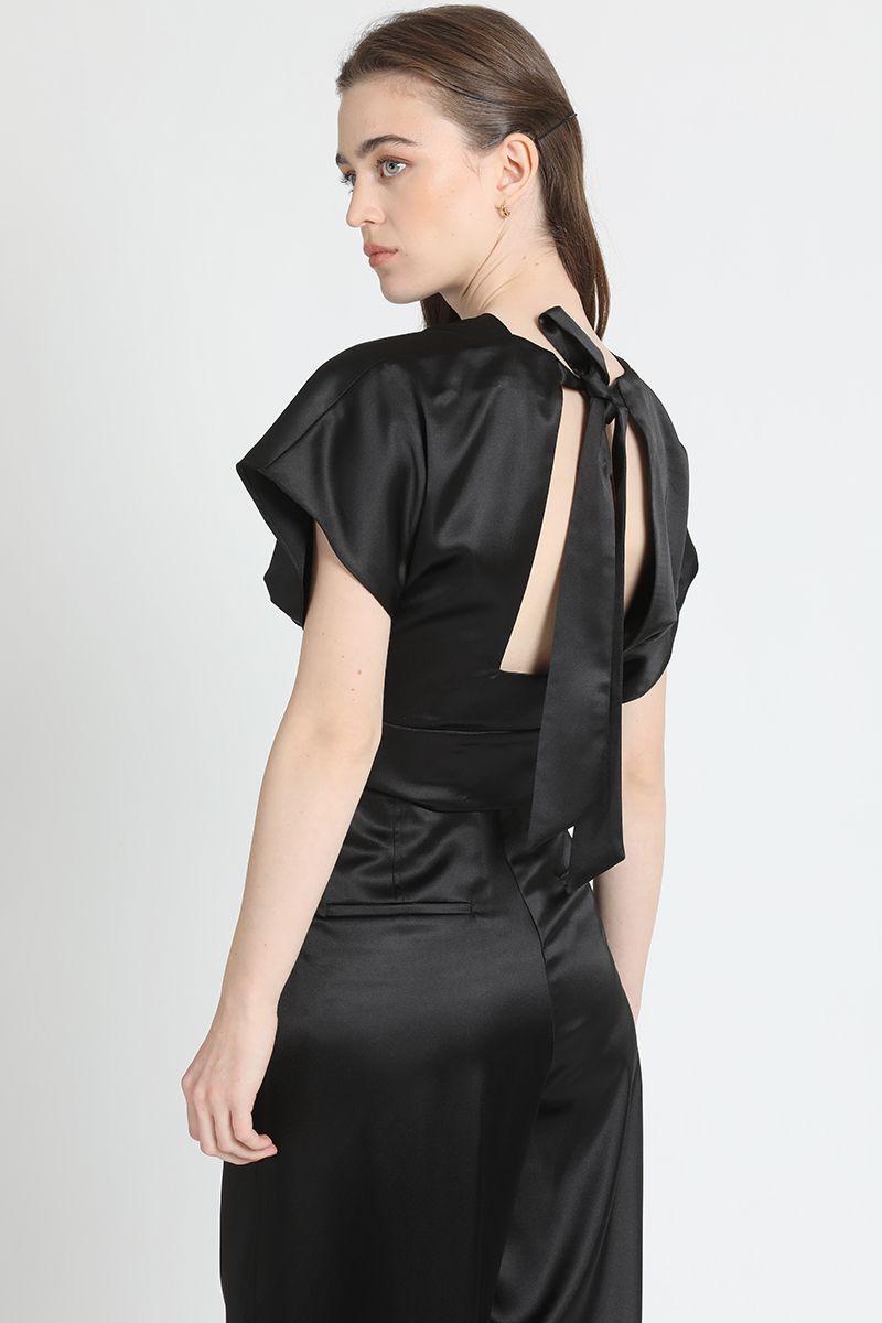 Top Satin Con Lazada, Negro Liola-3