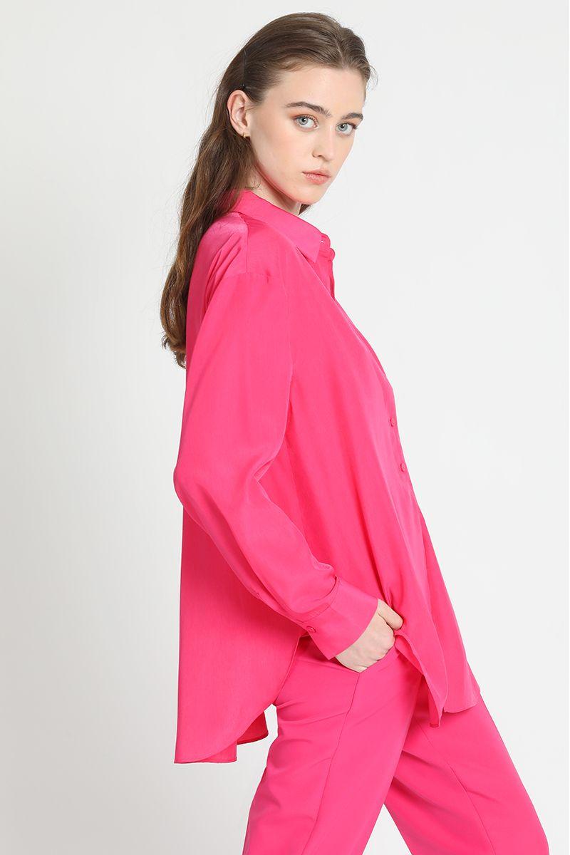 Camisa Fluida Larga Fucsia Liola-0