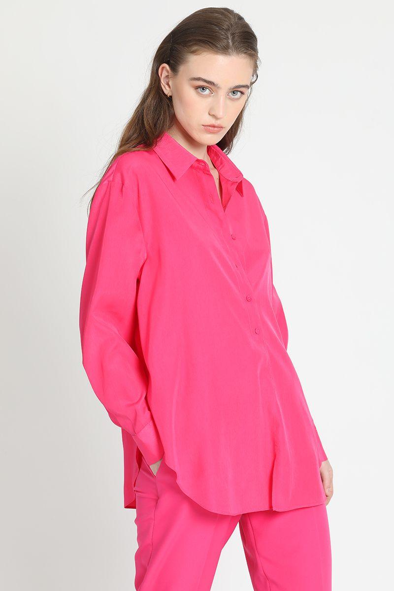 Camisa Fluida Larga Fucsia Liola-1