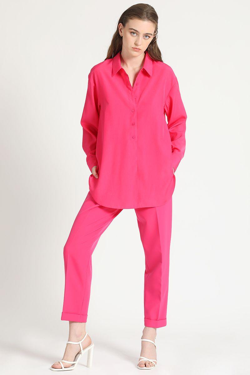 Camisa Fluida Larga Fucsia Liola-2