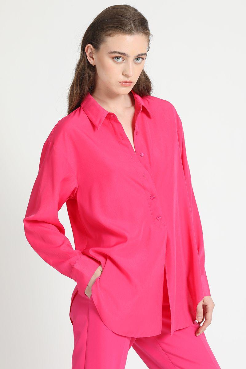 Camisa Fluida Larga Fucsia Liola-4
