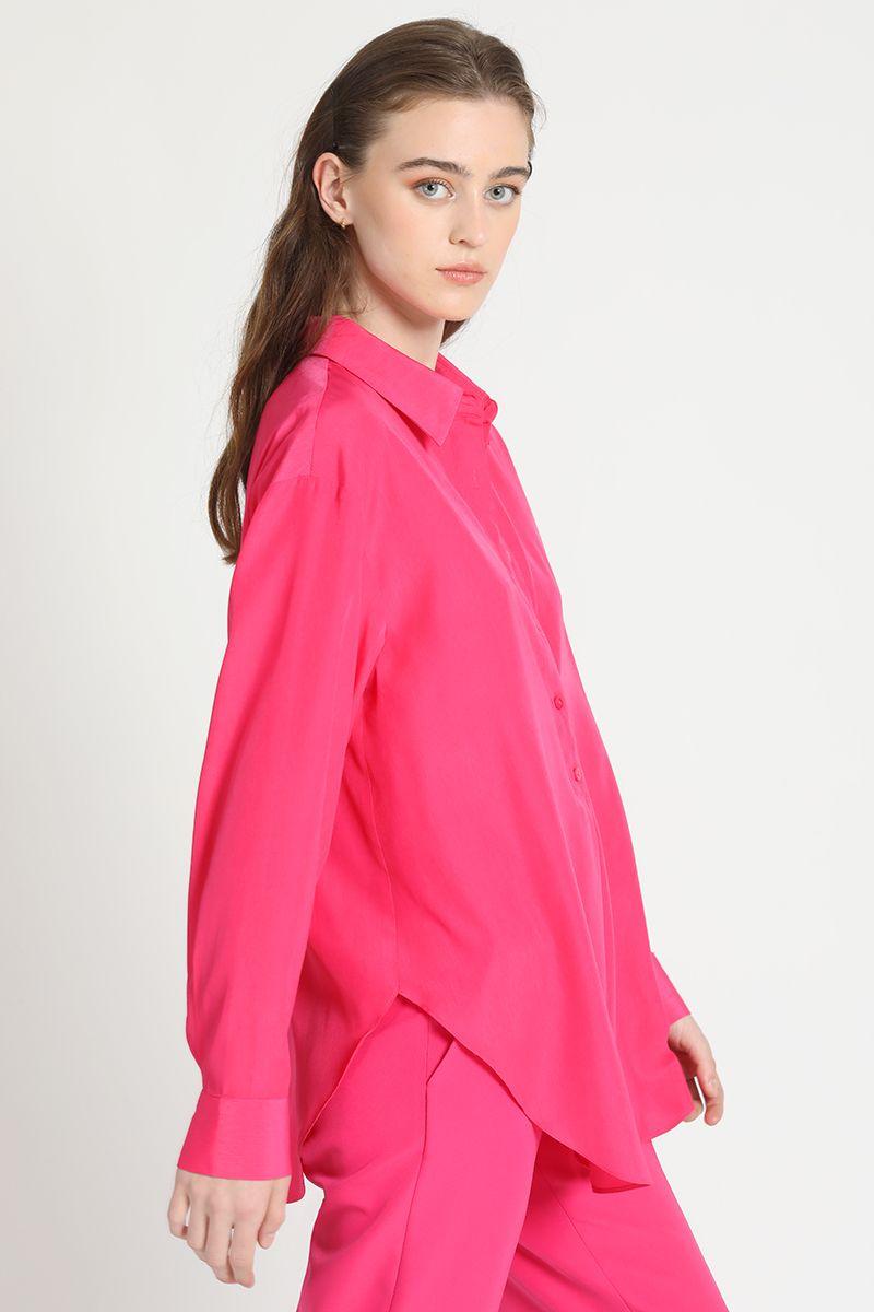Camisa Fluida Larga Fucsia Liola-5