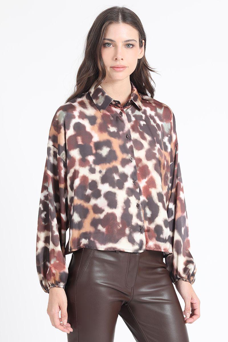 Blusa  Satin Estampado, Café Liola-0