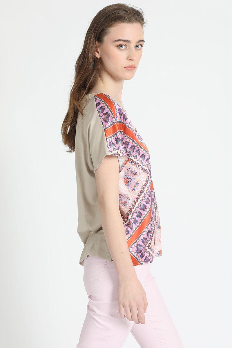 Polera Satin Estampado Pañuelo Rosa Liola-2