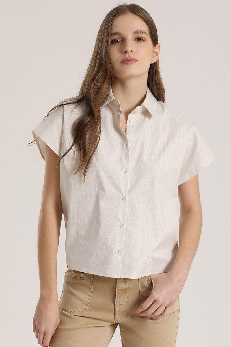 Blusa rayas metalizado liola mujer beige-0