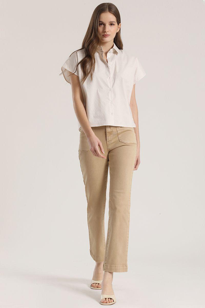 Blusa rayas metalizado liola mujer beige-1