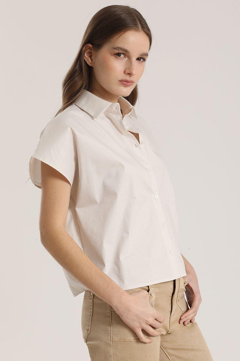 Blusa rayas metalizado liola mujer beige-3