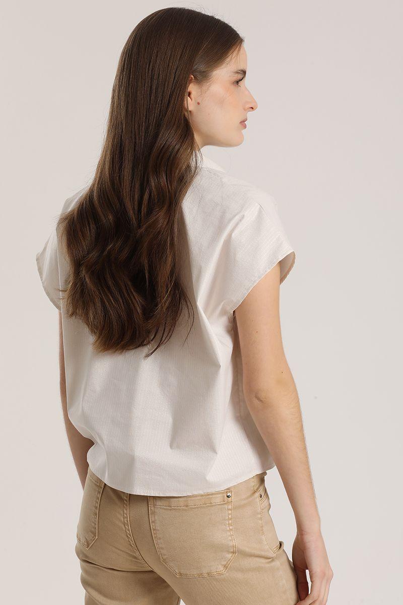 Blusa rayas metalizado liola mujer beige-5