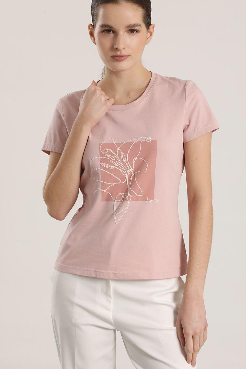 Polera estampado flor liola mujer rosa-0