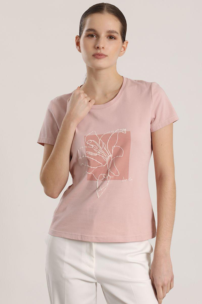 Polera estampado flor liola mujer rosa-2