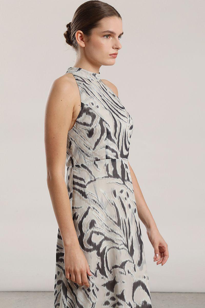 Vestido maxi gasa estampado mujer Liola negro-2