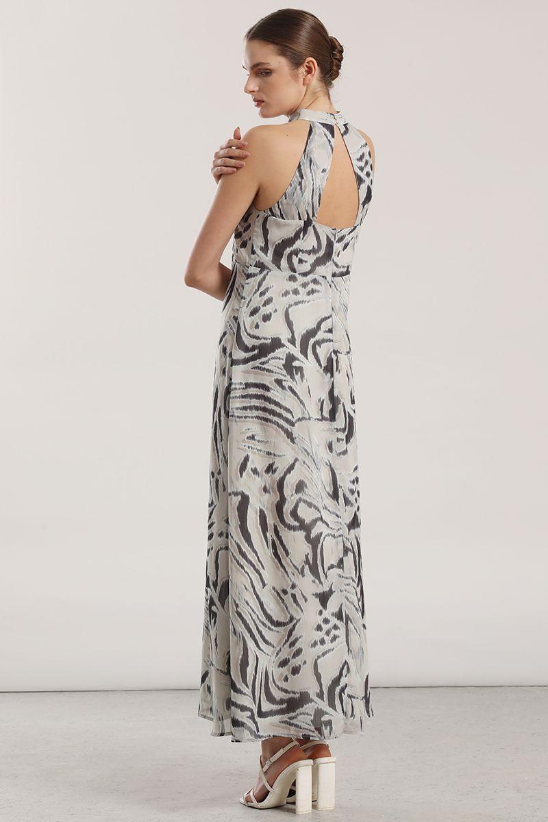 Vestido maxi gasa estampado mujer Liola negro-3