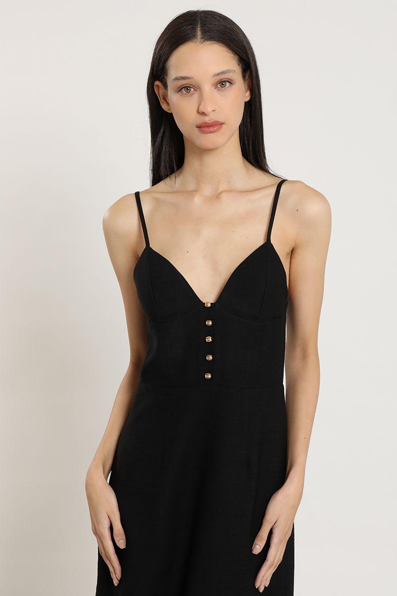 Vestido midi, pabilos, negro Liola-1