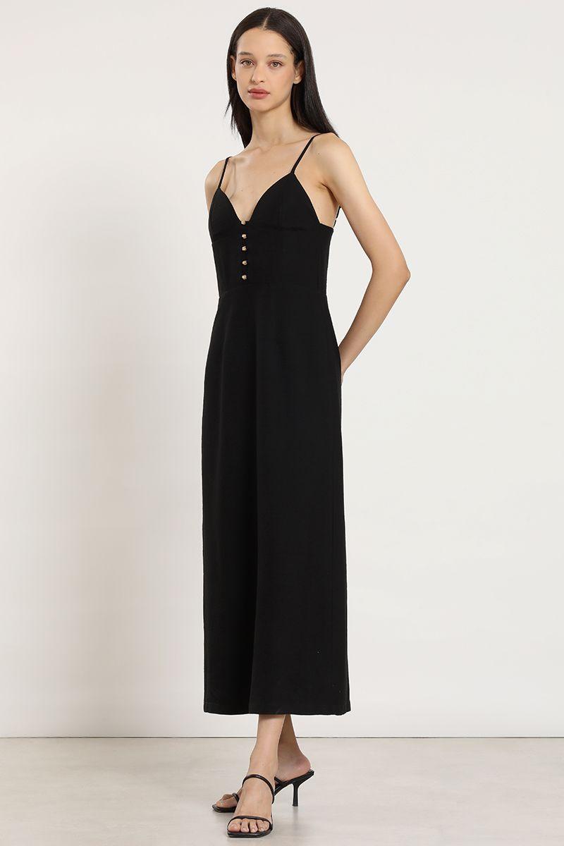 Vestido midi, pabilos, negro Liola-3