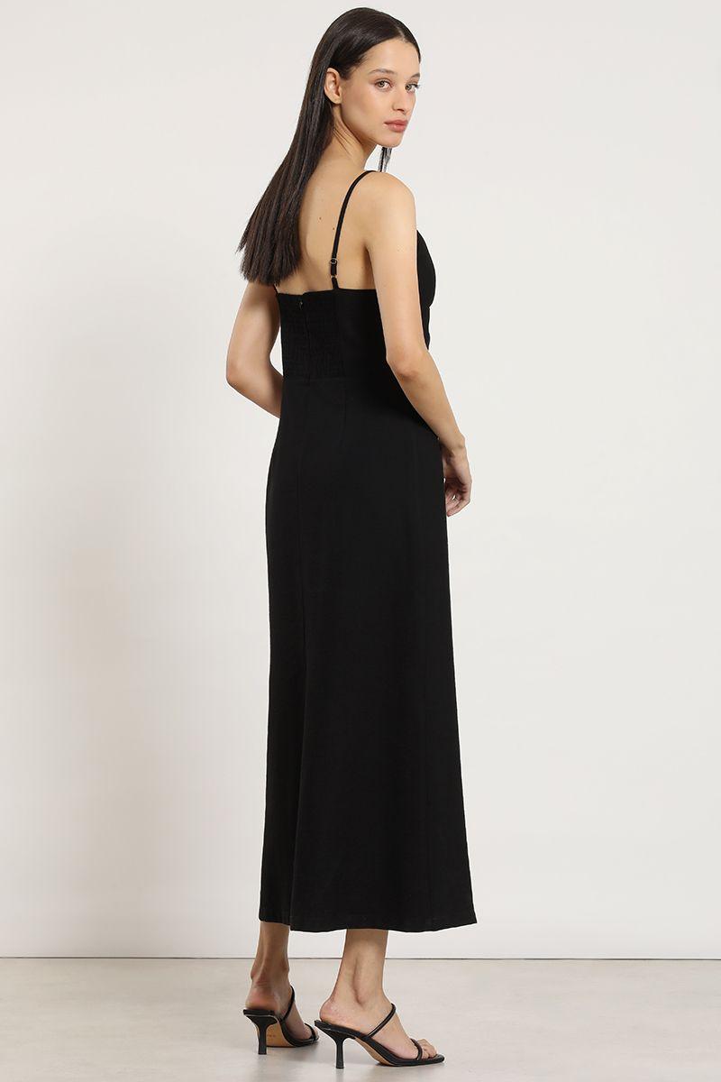 Vestido midi, pabilos, negro Liola-4