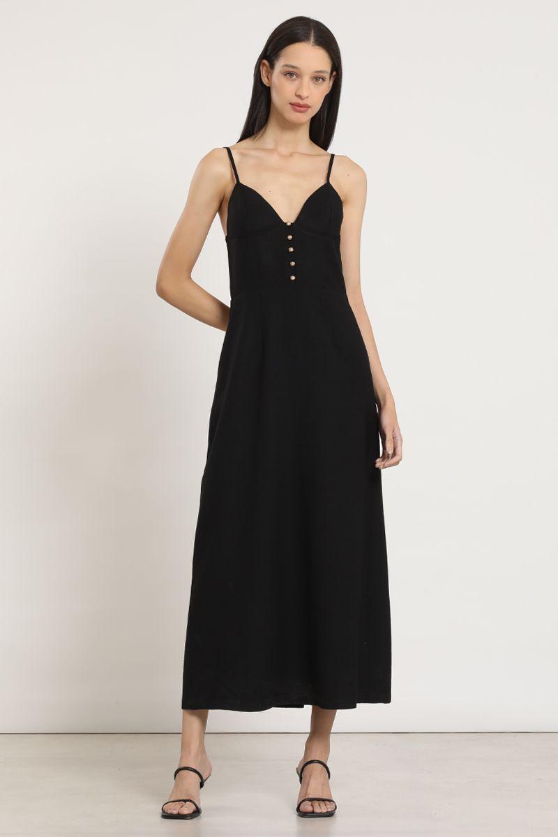 Vestido midi, pabilos, negro Liola-6