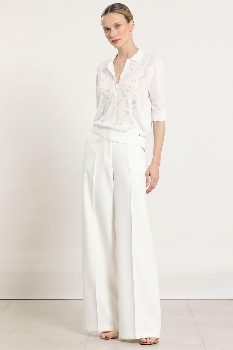 Top punto, cuello camisero, crudo Liola-1