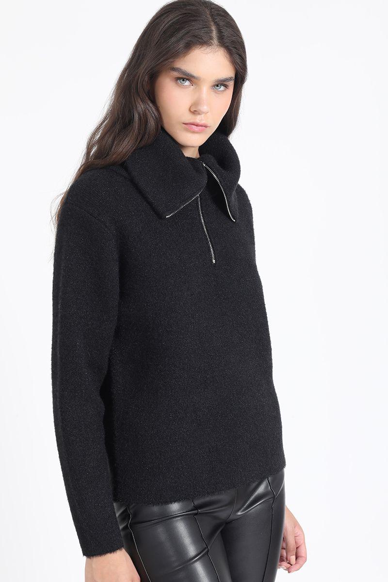 Sweater Tejido, Fantasia Piel, Hilo Metalizado, Negro Liola-2