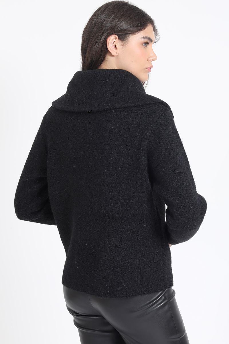 Sweater Tejido, Fantasia Piel, Hilo Metalizado, Negro Liola-4