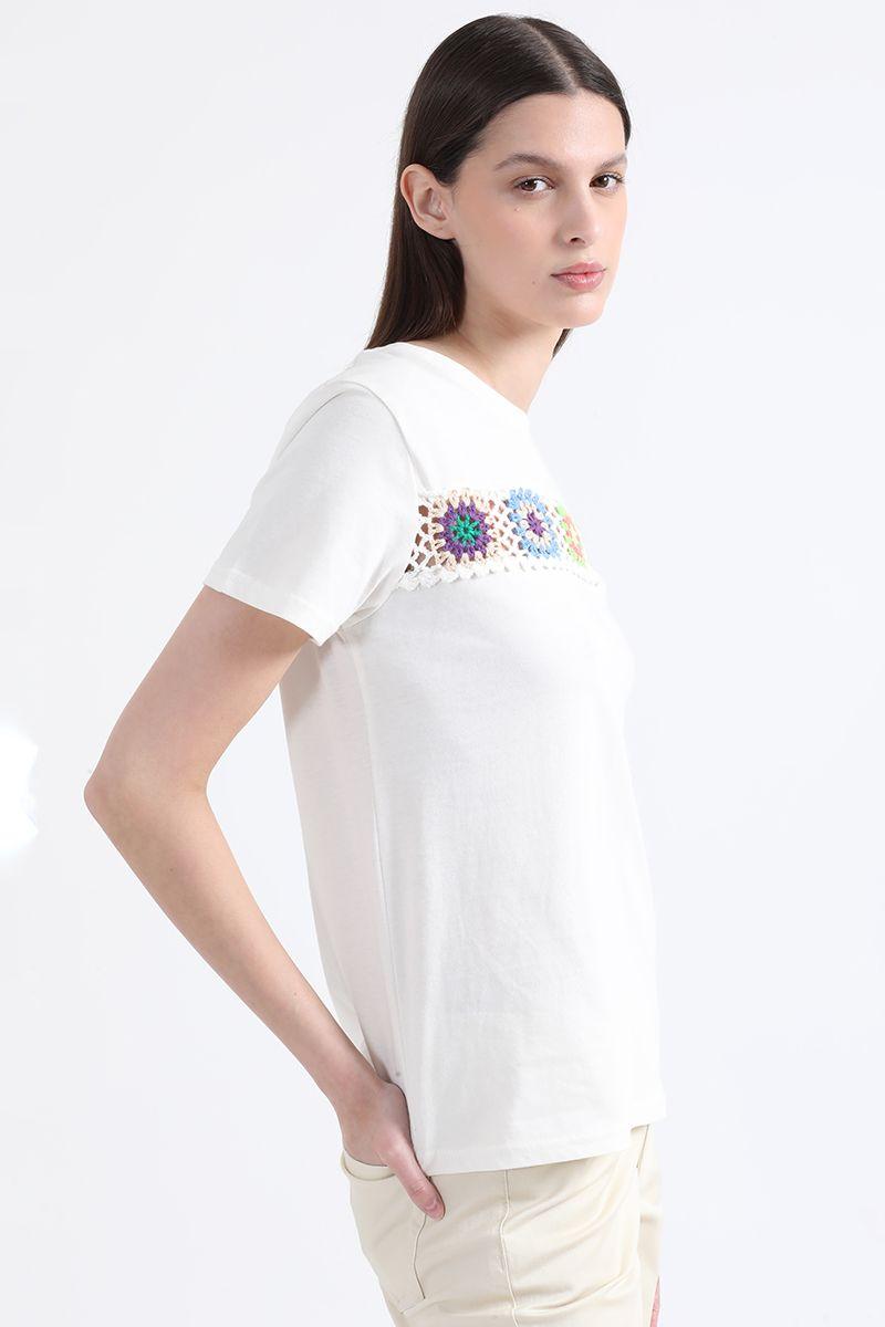 Polera Aplicación Crochet, Crudo, Colección Italia Liola-4