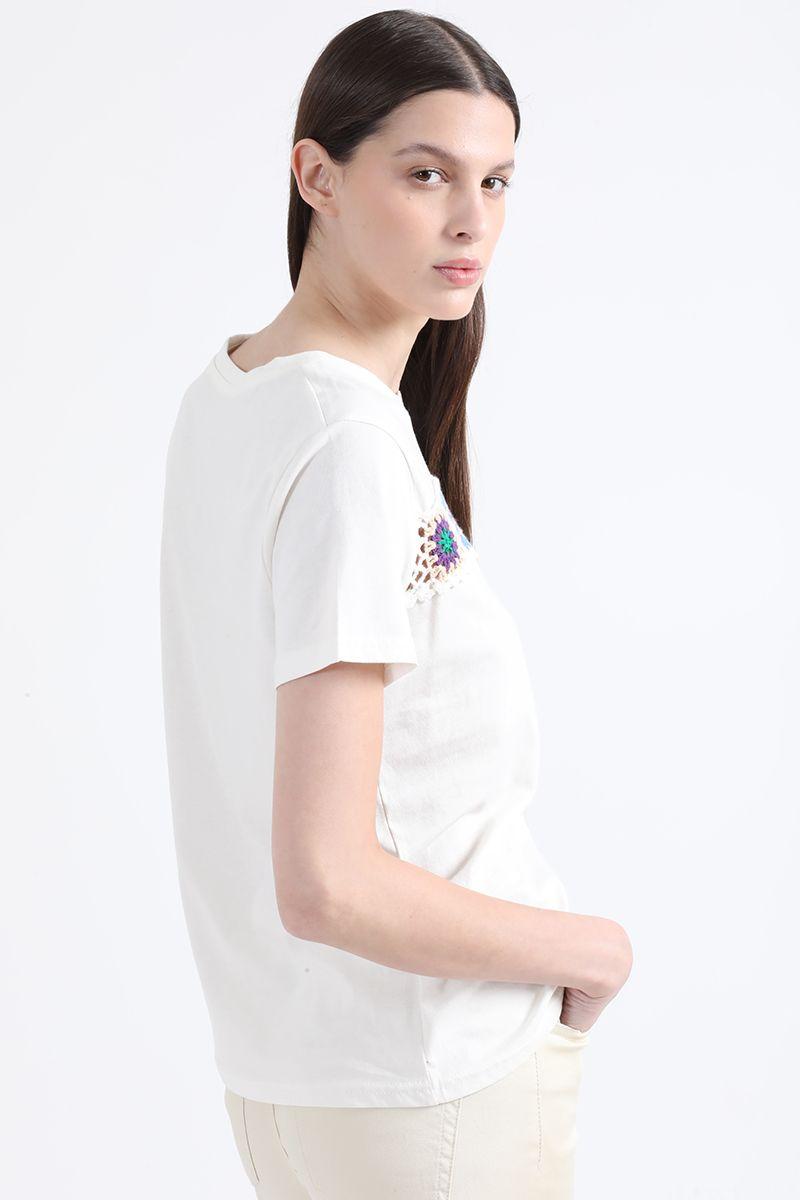 Polera Aplicación Crochet, Crudo, Colección Italia Liola-5