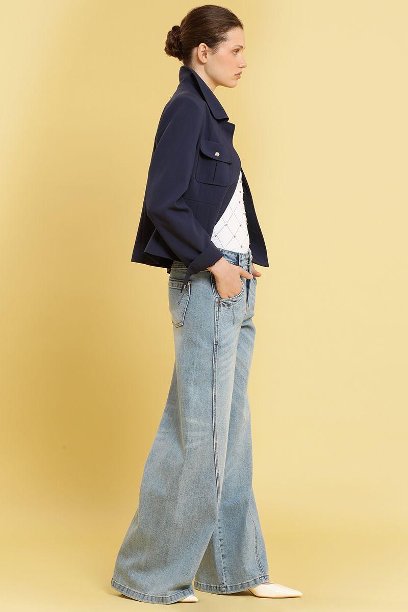 Jeans palazzo, tiro alto, celeste Liola-5
