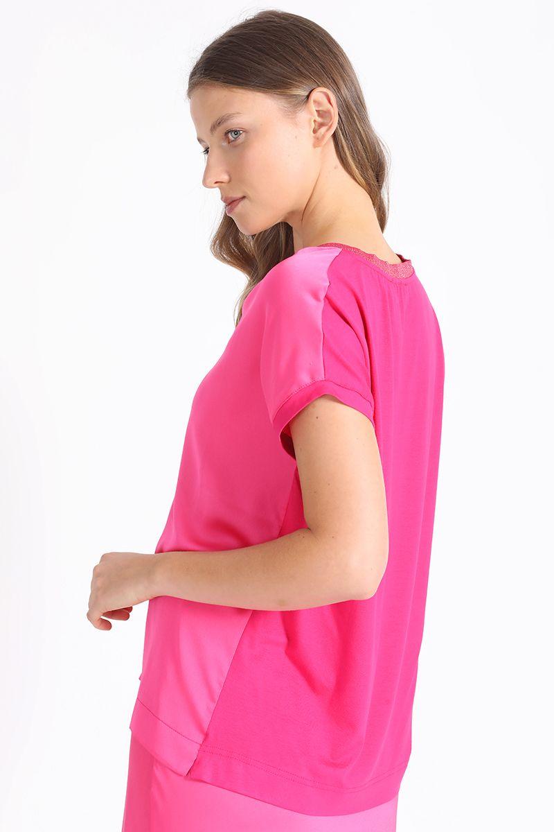 Polera Satin Mix, Fucsia Liola-3