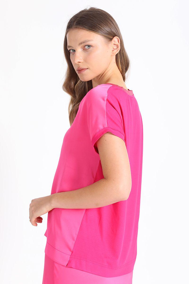 Polera Satin Mix, Fucsia Liola-4