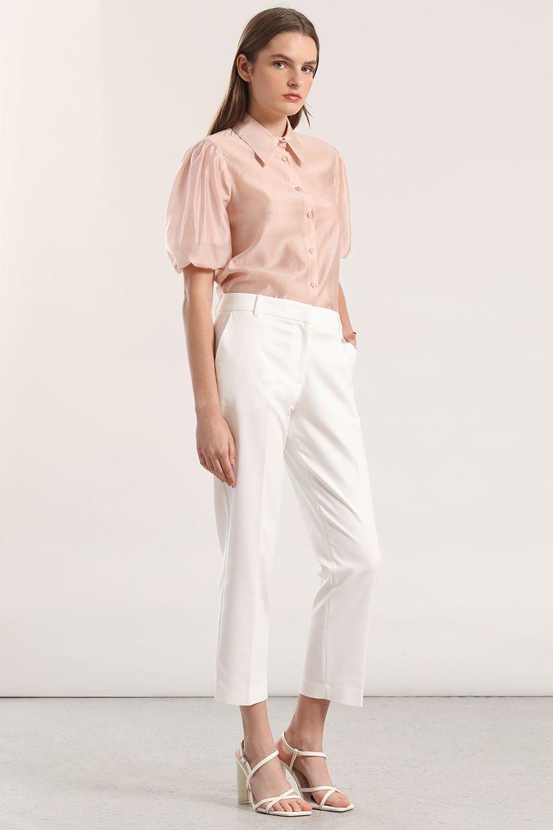 Blusa semitransparente manga globo Liola mujer rosa-1