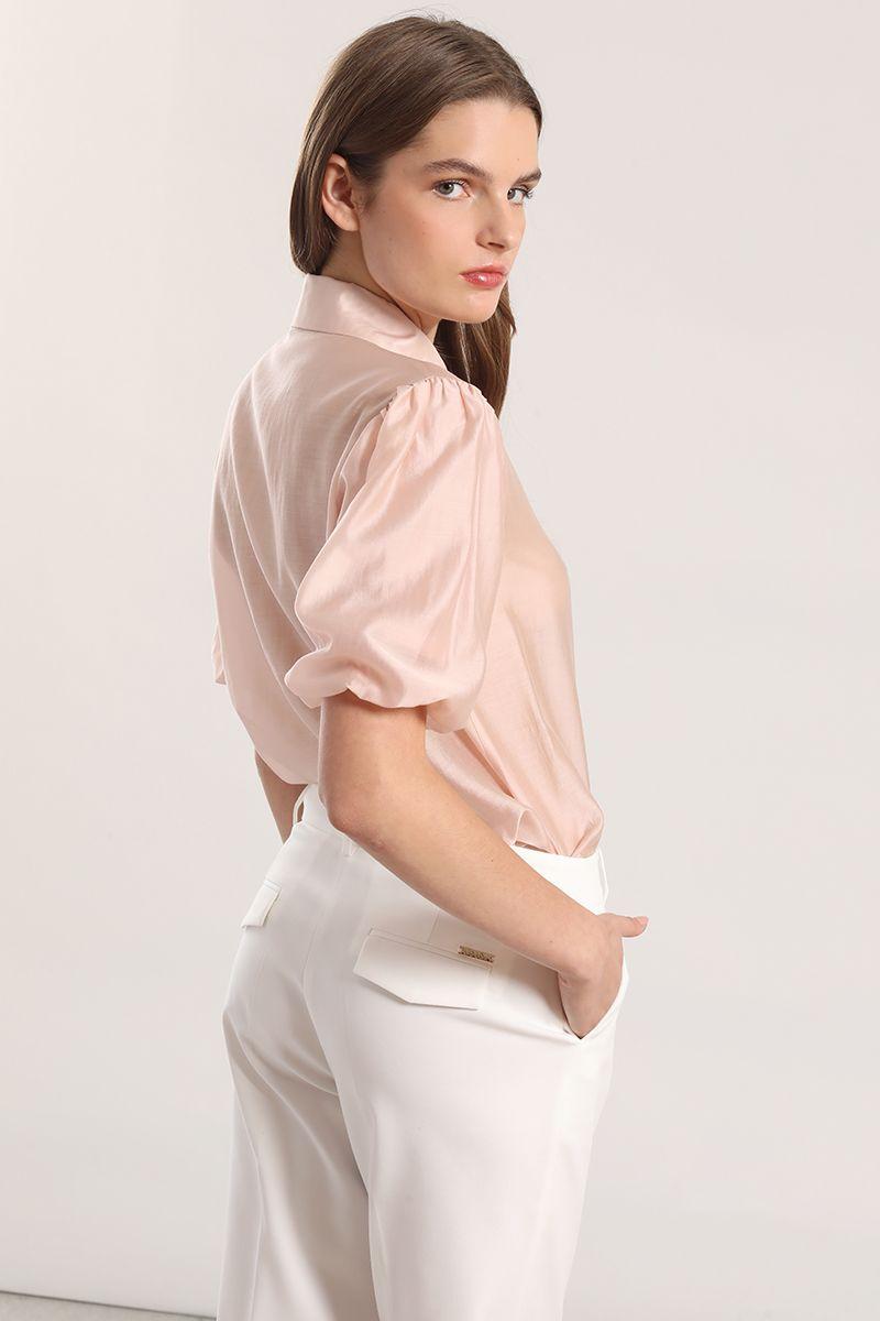 Blusa semitransparente manga globo Liola mujer rosa-6