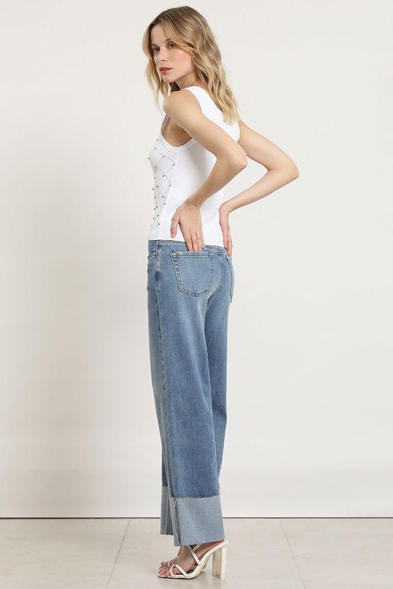 Jeans straight, tiro medio, azul Liola-2