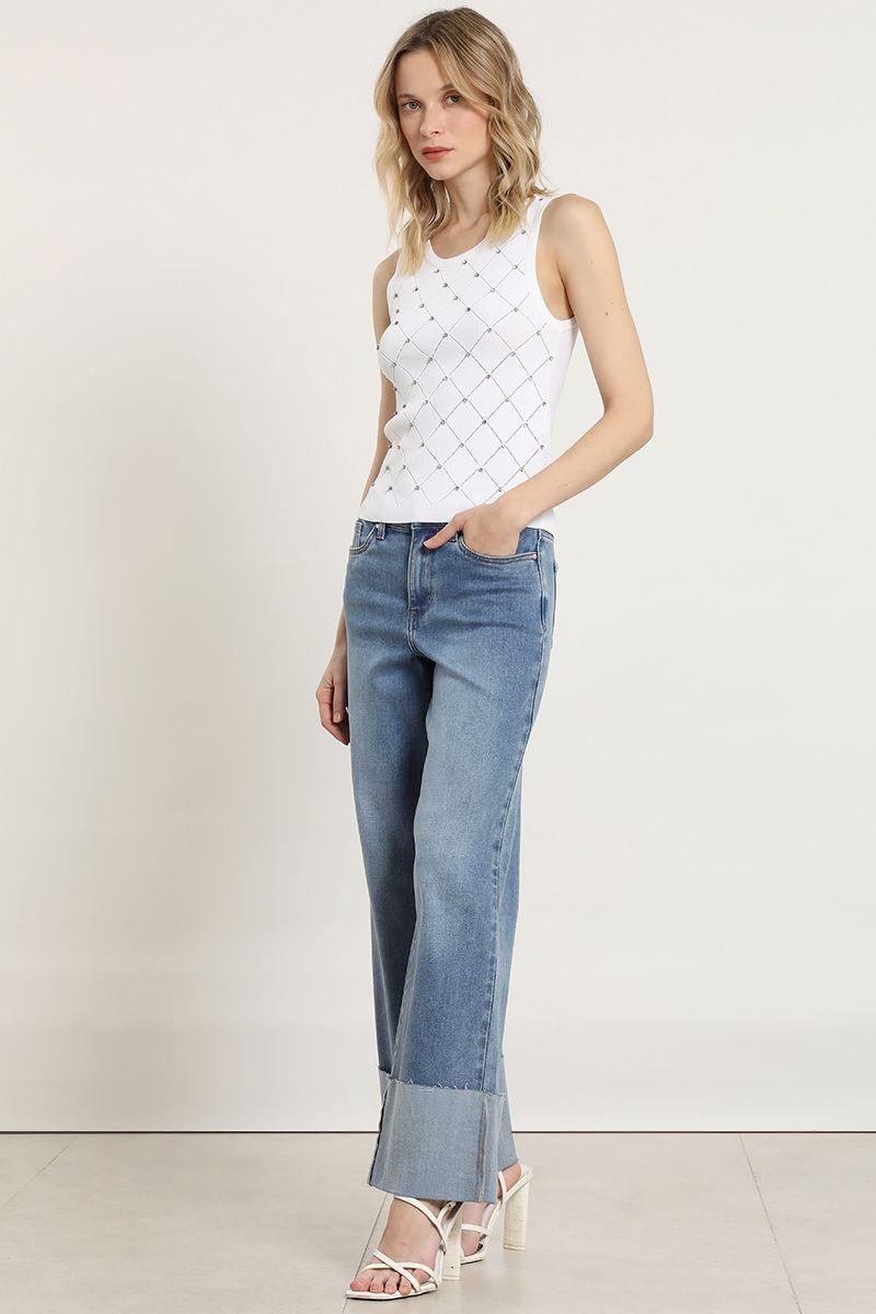 Jeans straight, tiro medio, azul Liola-3