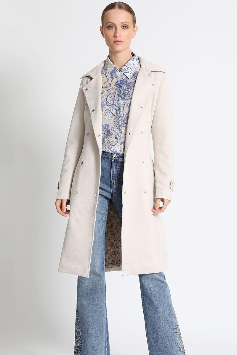 Trench Efecto Gamuza Masilla Liola-2