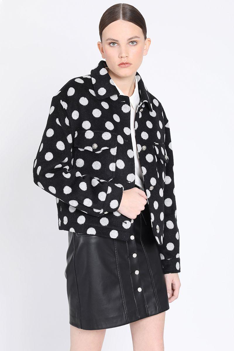Chaqueta Corta Muflon Estampado Lunares, Negro Liola-2
