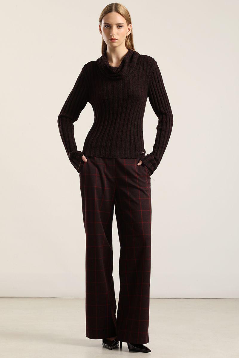 Jersey punto escote drapeado, burdeo Liola-0