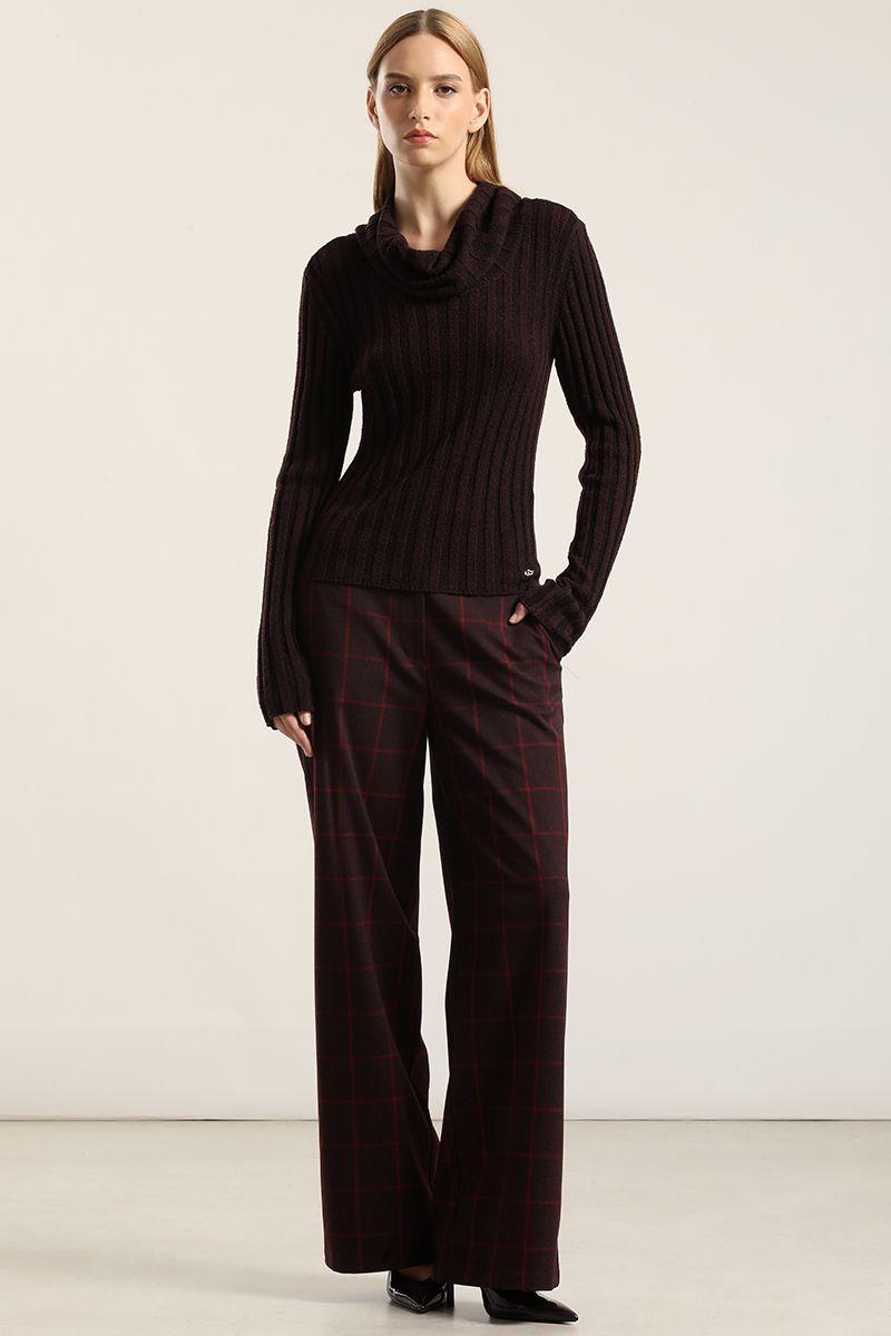 Jersey punto escote drapeado, burdeo Liola-6