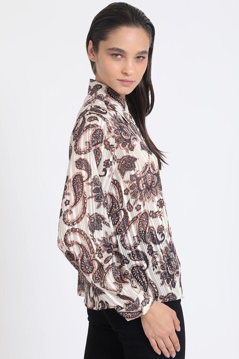 Blusa Fantasia Paisley Con Lurex, Crudo Liola-3
