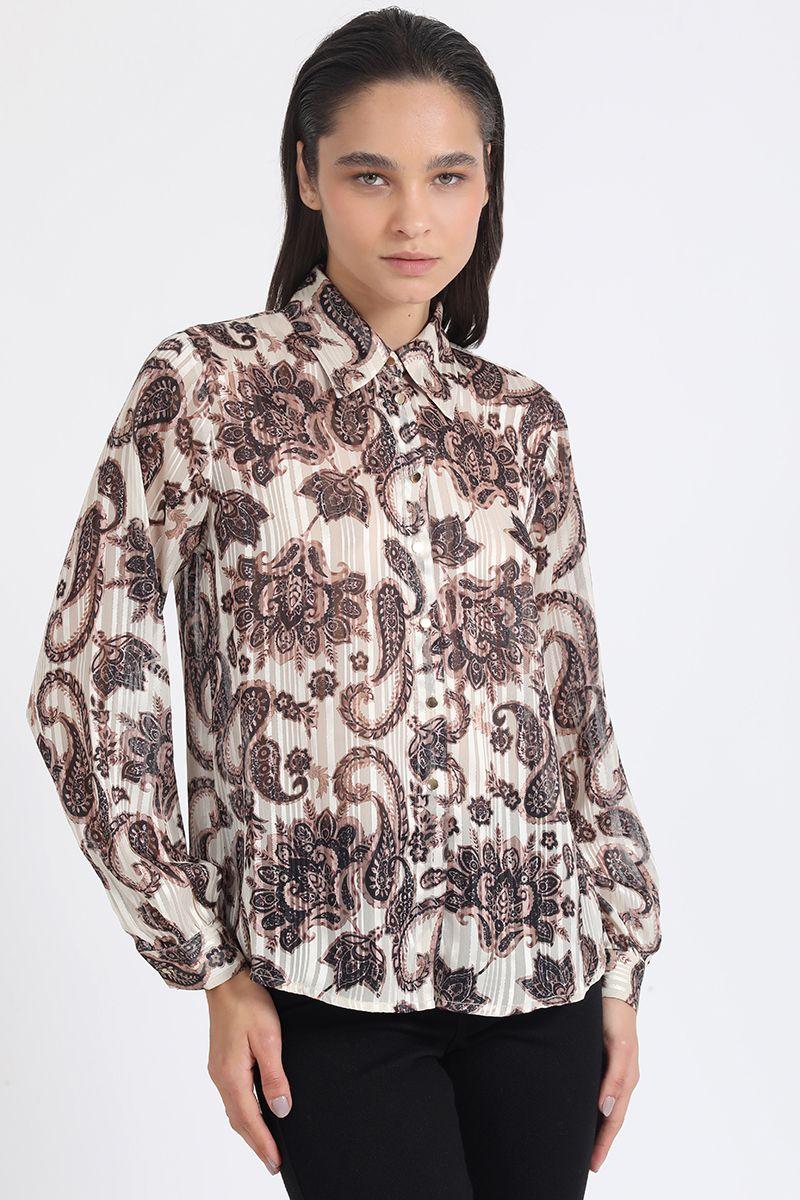 Blusa Fantasia Paisley Con Lurex, Crudo Liola-4
