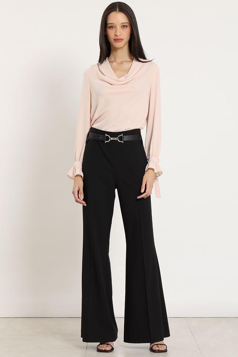 Blusa drapeada, puño fantasia, rosa Liola-0