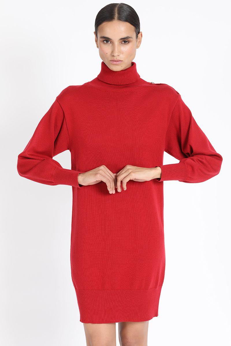 Vestido Tejido Punto, Rojo Liola-0