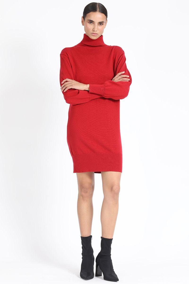 Vestido Tejido Punto, Rojo Liola-1