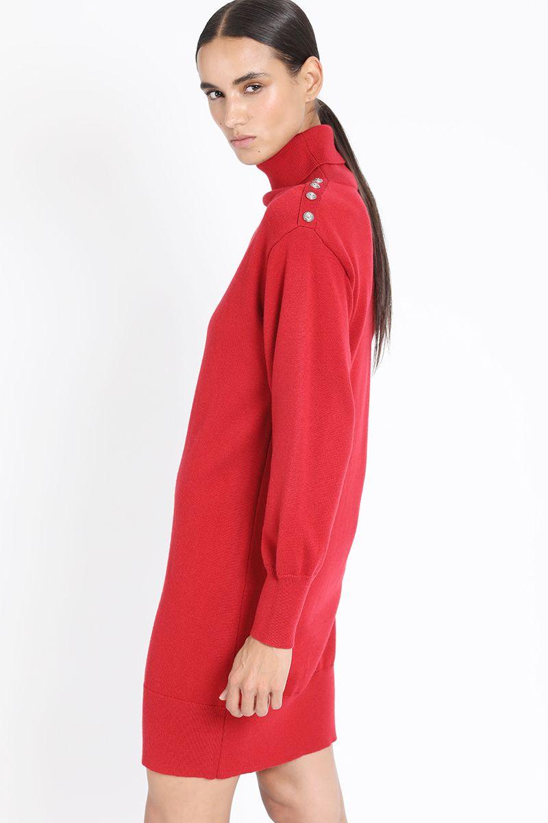 Vestido Tejido Punto, Rojo Liola-2