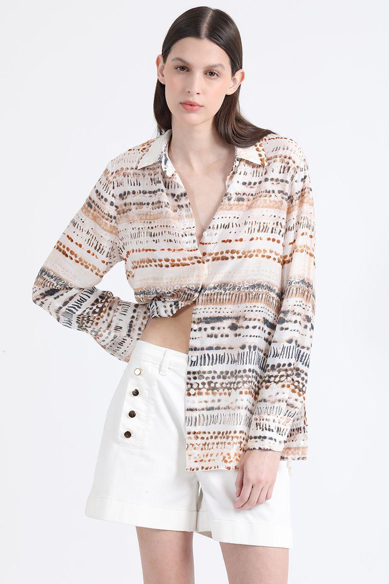 Camisa Estampada, Crudo Liola-0