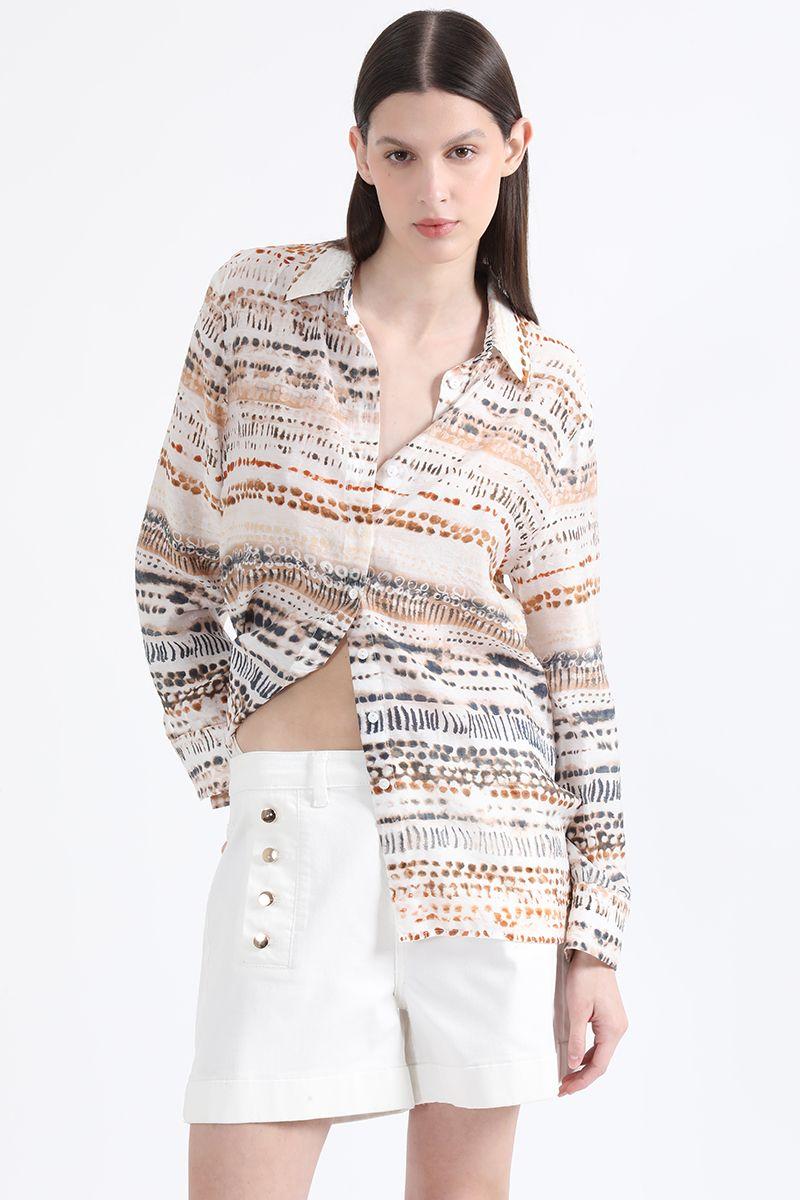 Camisa Estampada, Crudo Liola-5