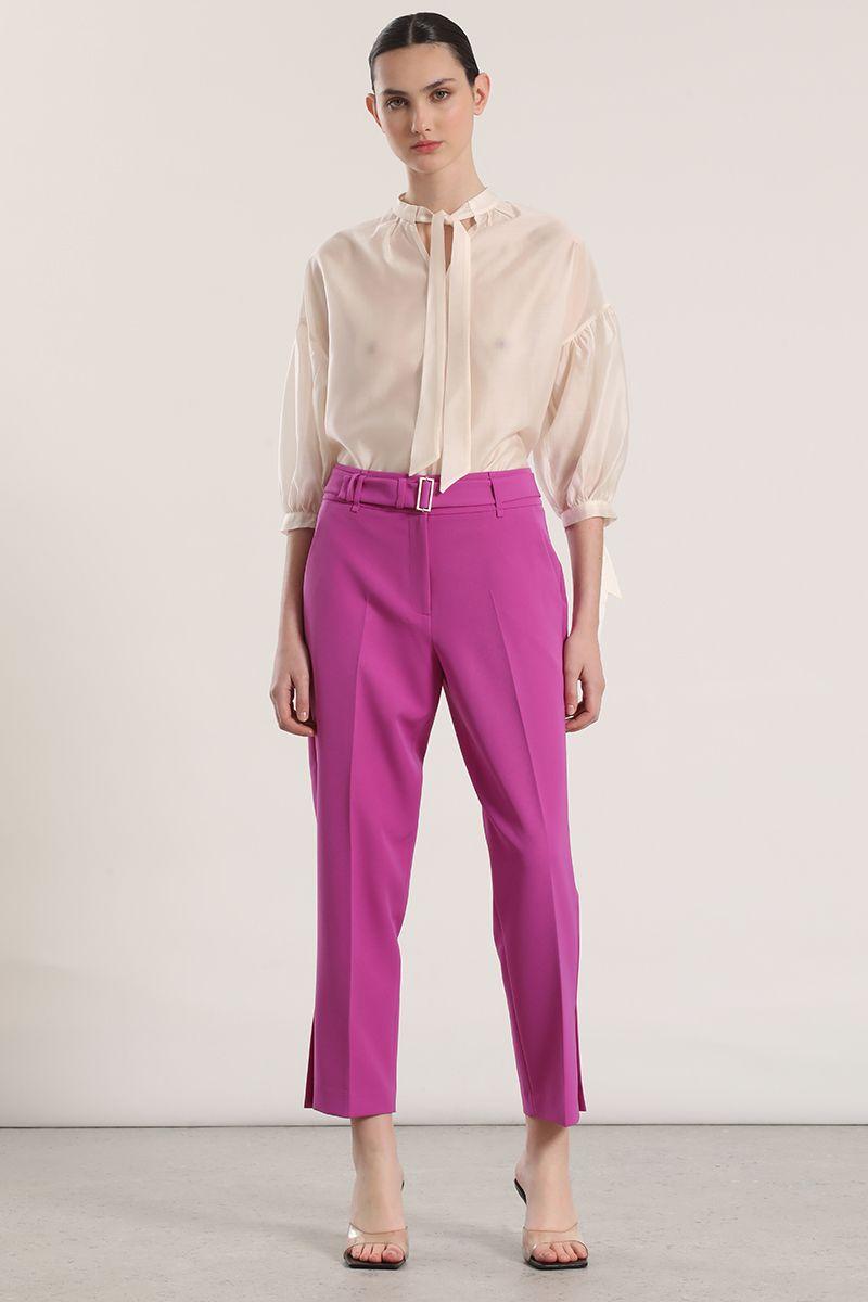 Pantalón sastre con cinturón liola mujer violeta-1