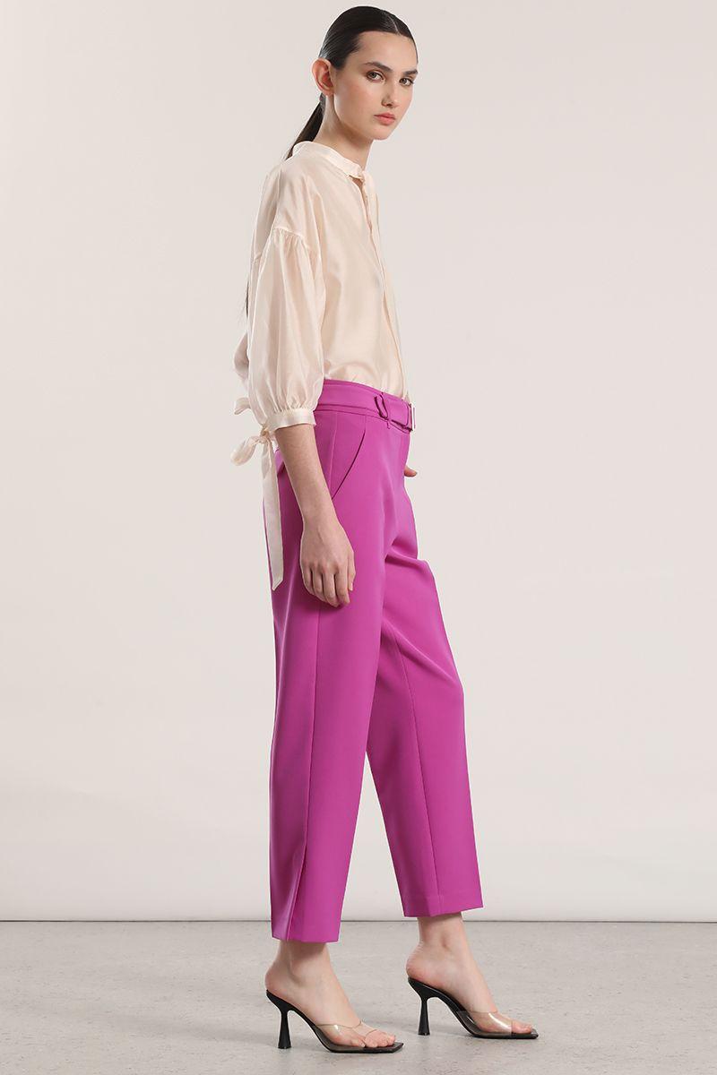 Pantalón sastre con cinturón liola mujer violeta-3