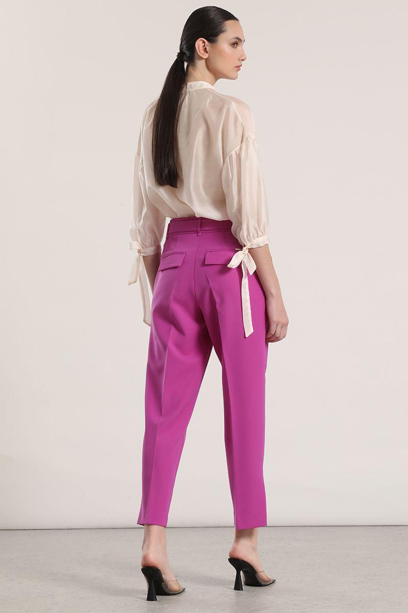 Pantalón sastre con cinturón liola mujer violeta-4