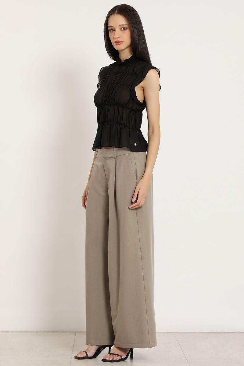 Pantalon ancho con pinzas, topo Liola-2